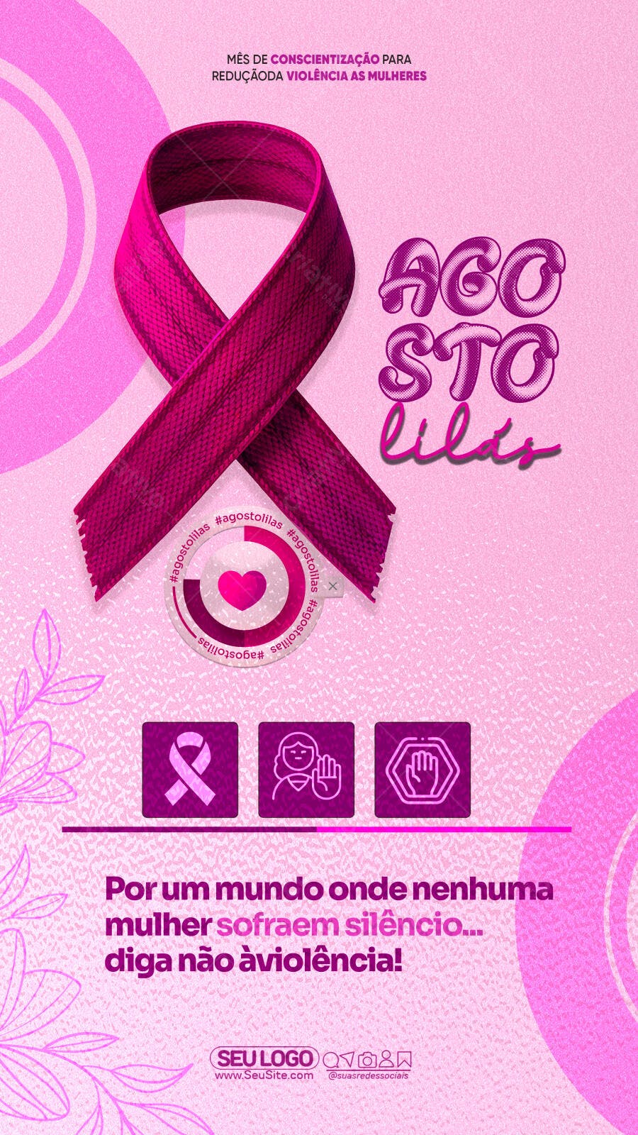 Flyer Agosto Lilás PSD Editável