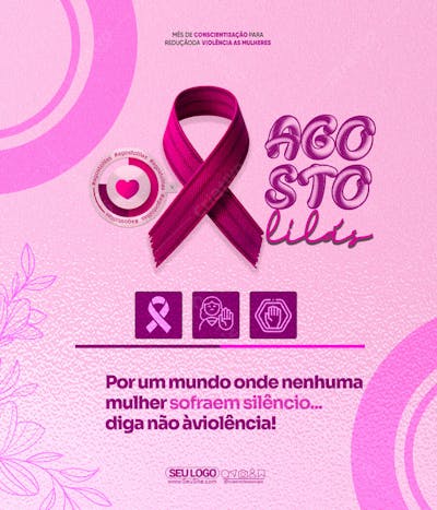 Panfleto agosto lilas contra a violencia da mulher