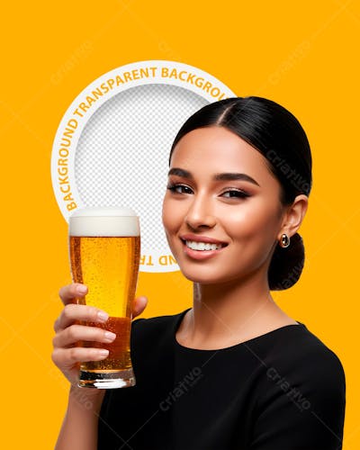 MULHER COM COPO DE CERVEJA - PNG