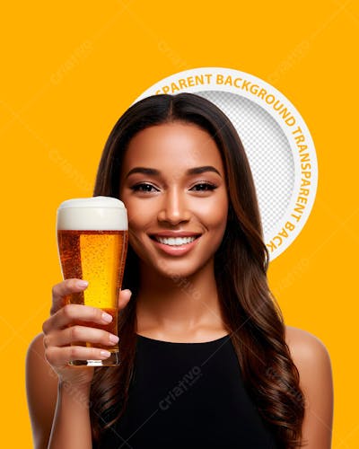 MULHER COM COPO DE CERVEJA - PNG
