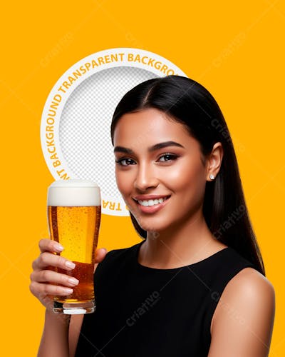 MULHER COM COPO DE CERVEJA - PNG