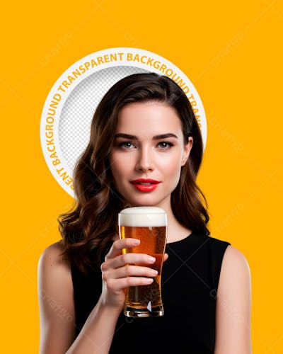 MULHER COM COPO DE CERVEJA - PNG