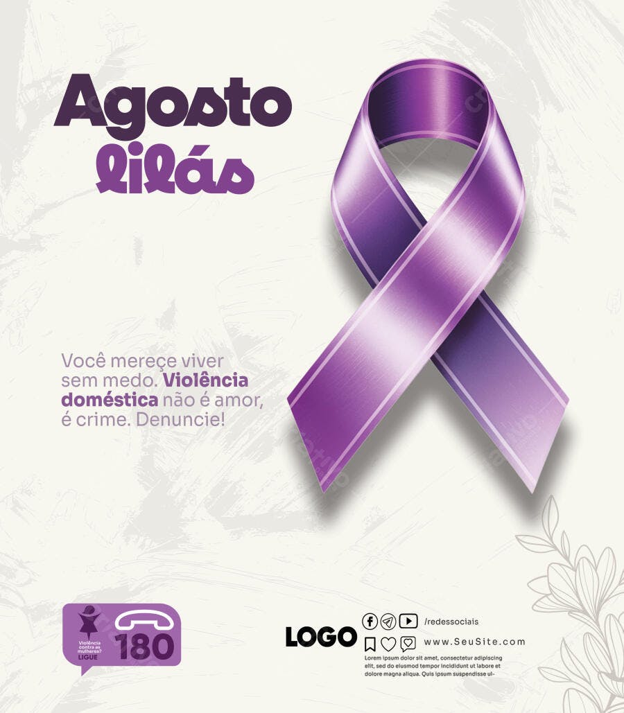 Flyer Agosto Lilás PSD Editável