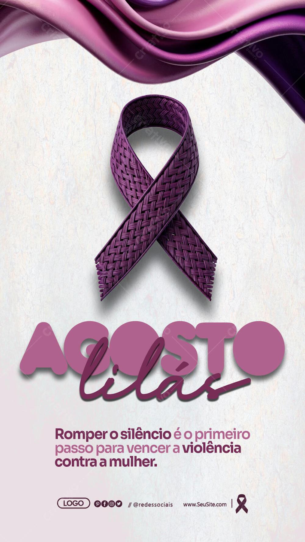 Panfleto story editavel agosto lilas