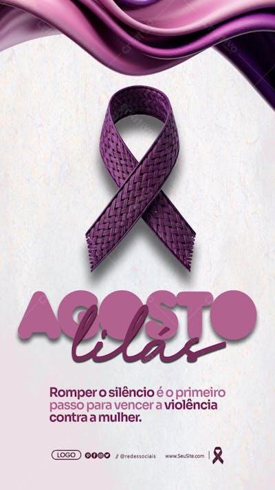 Panfleto story editavel agosto lilas