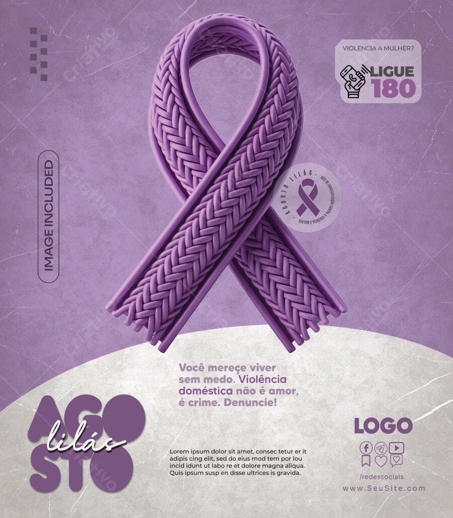 Flyer Agosto Lilás PSD Editável