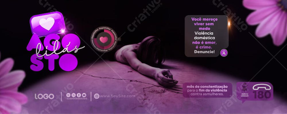 Psd banner editavel agosto lilas