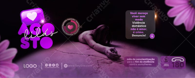 Psd banner editavel agosto lilas