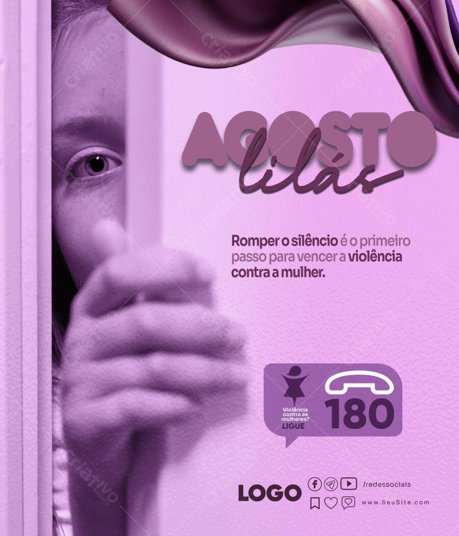 Post Agosto Lilás PSD Editável