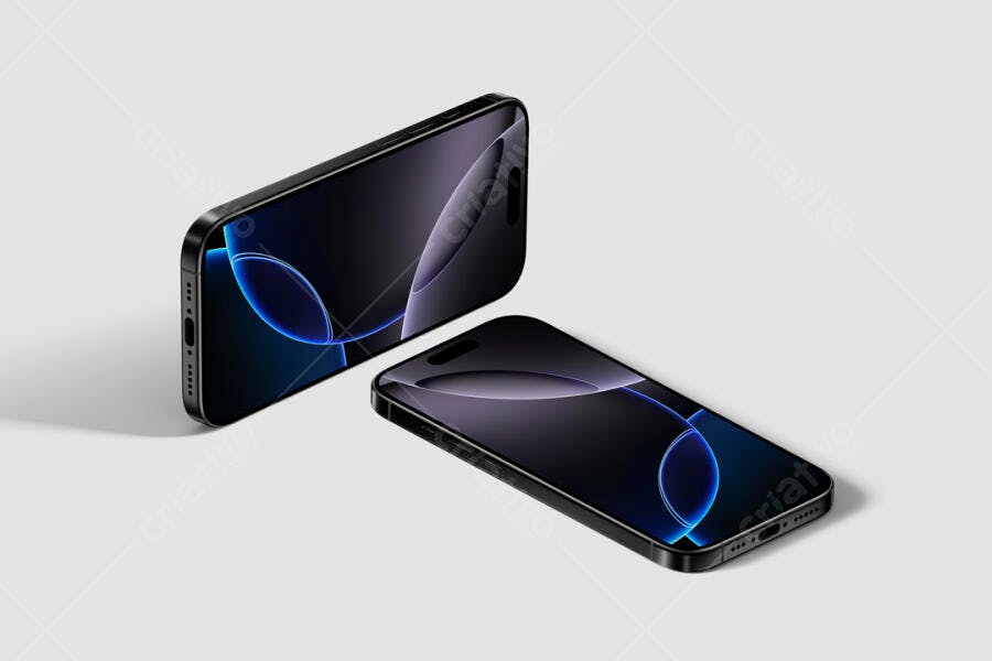 Mockup Realista de Smartphone Preto com Design Moderno