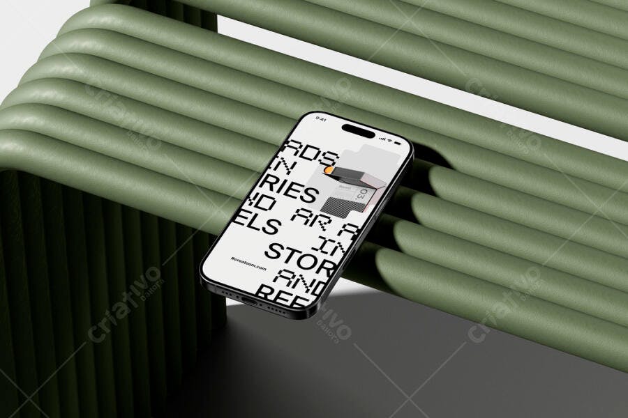 Mockup de Smartphone Moderno em Cenário Minimalista Verde