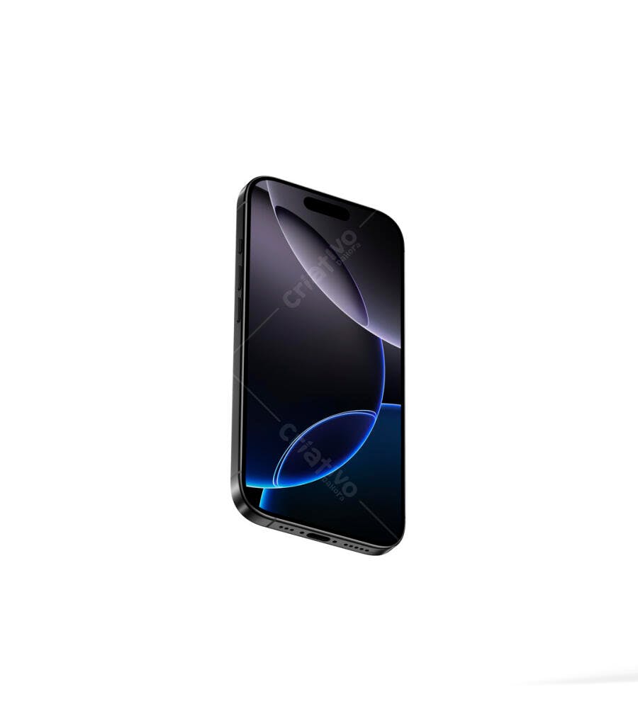Mockup de Smartphone Preto com Tela de Design Moderno