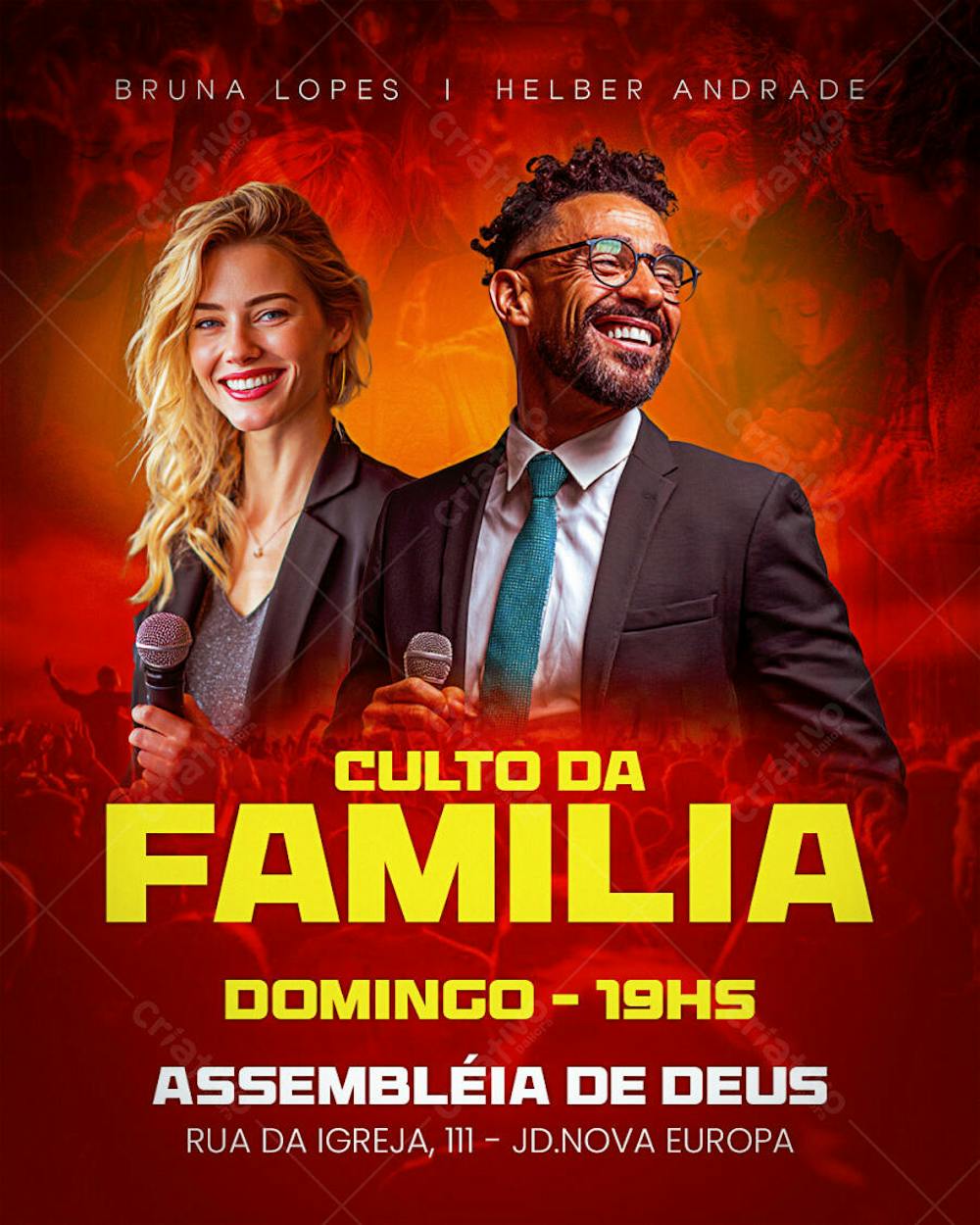 FLYER PSD EDITAVEL CULTO DA FAMILIA IGREJA CHURCH PASTOR