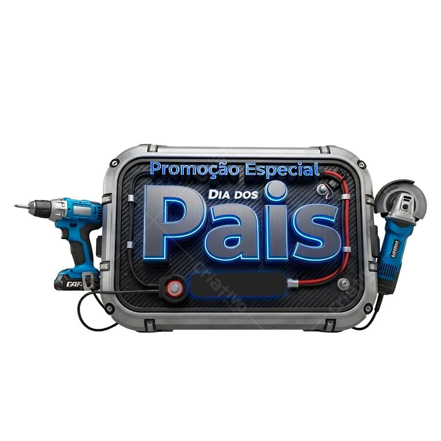 Selo 3D promocional Dia dos Pais metálico azul e prata
