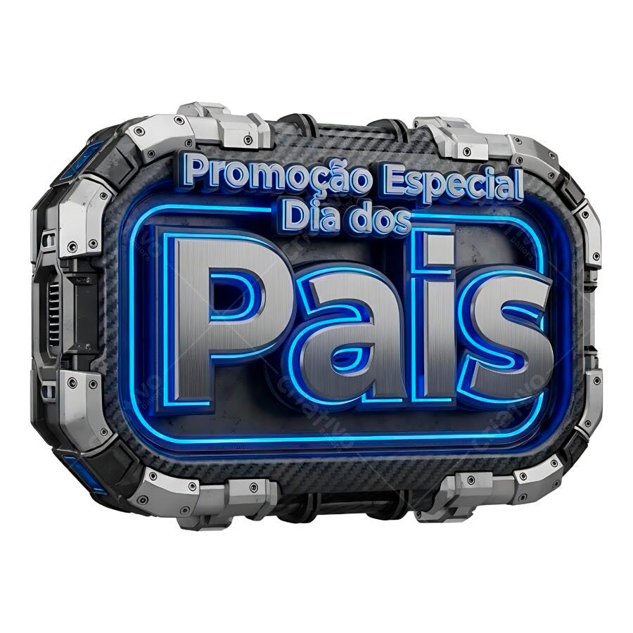 Selo 3D promocional Dia dos Pais azul e prata