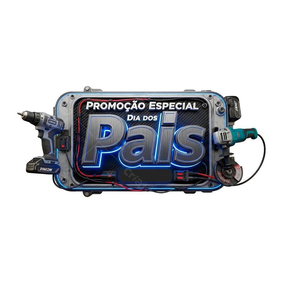 Selo 3D promocional Dia dos Pais metálico azul e cinza