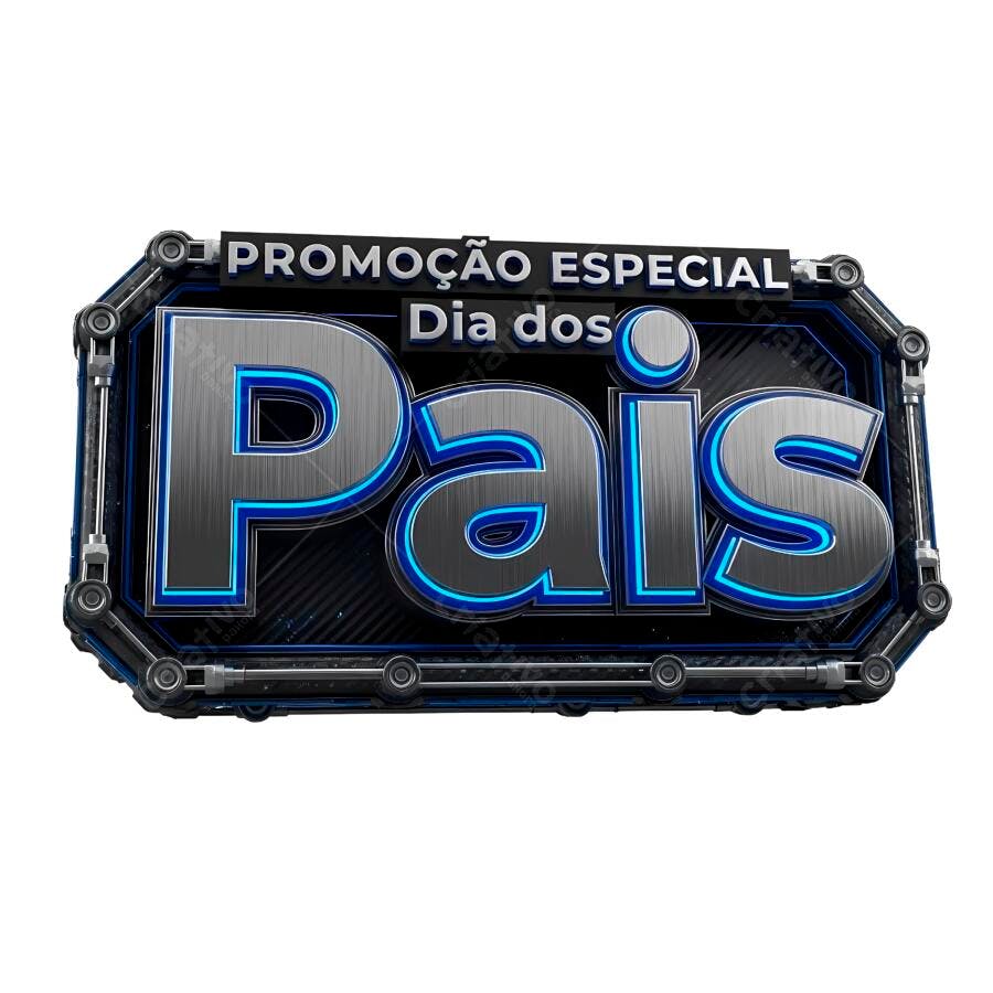 Selo 3D promocional Dia dos Pais metálico azul e preto