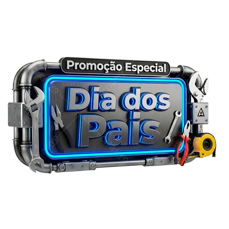 Selo 3D promocional Dia dos Pais metálico azul