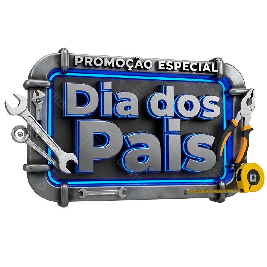 Selo 3D promocional Dia dos Pais metálico azul