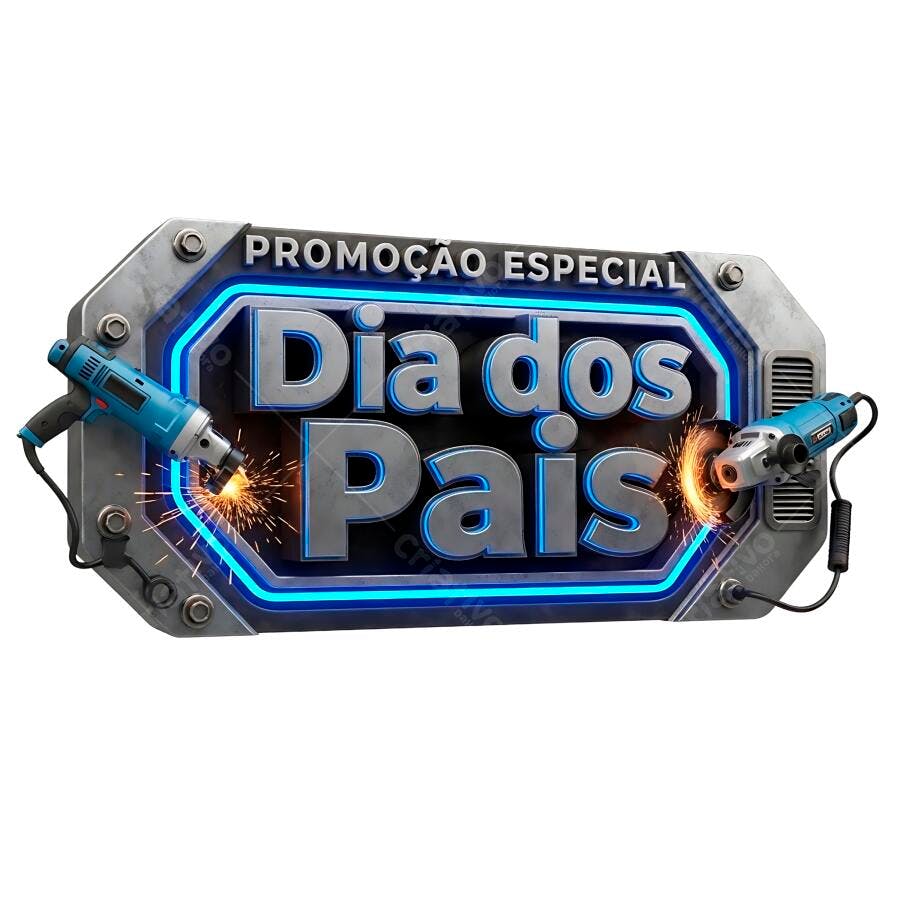 Selo 3D promocional Dia dos Pais metálico azul e prata