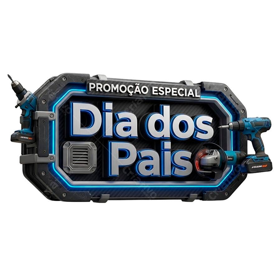 Selo 3D promocional Dia dos Pais azul e prata