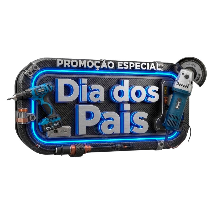 Selo 3D promocional Dia dos Pais azul e prata