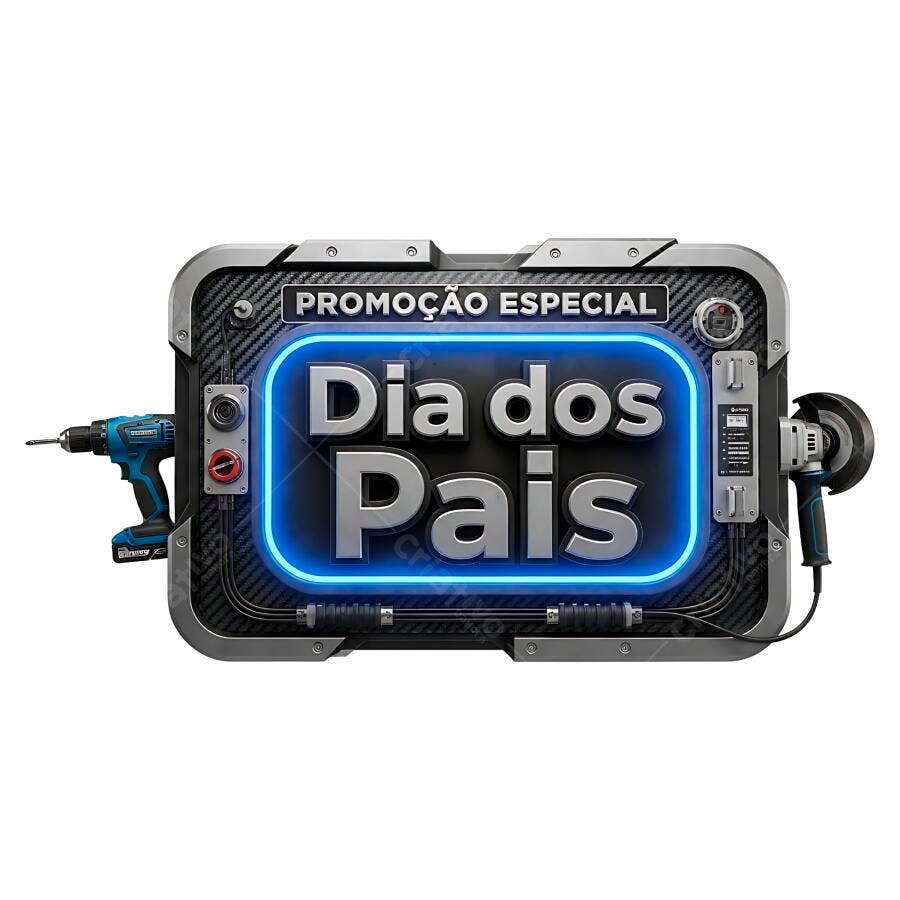 Selo 3D promocional Dia dos Pais metálico azul e prata