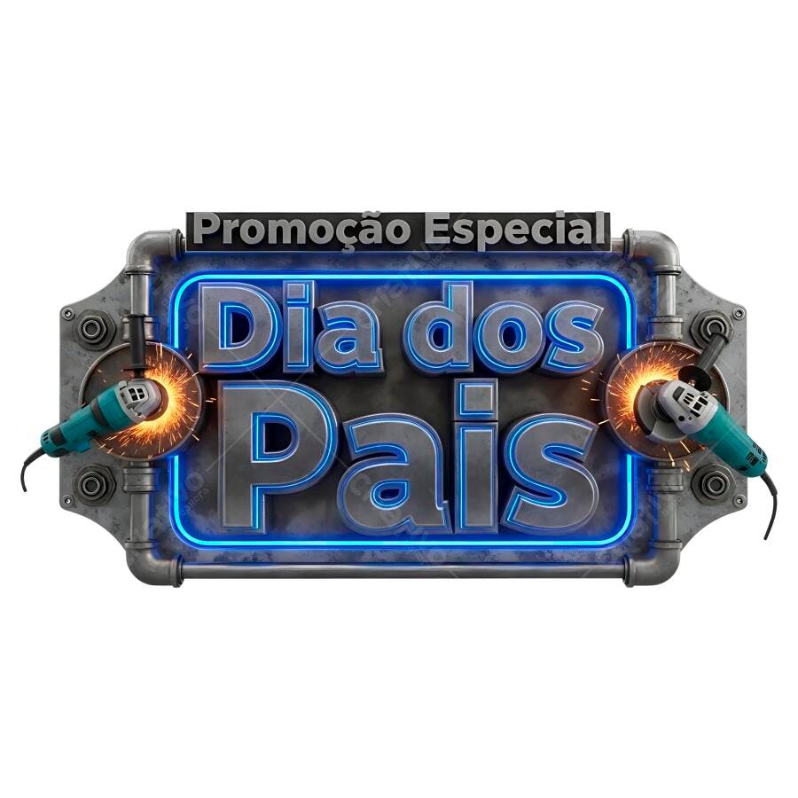 Selo 3D promocional Dia dos Pais metálico azul