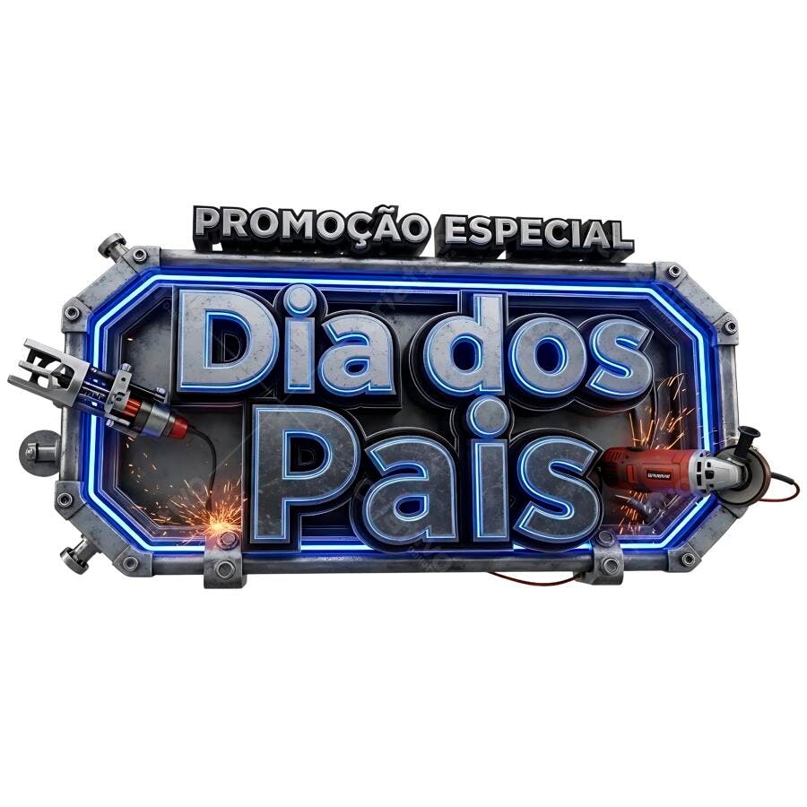 Selo 3D promocional Dia dos Pais metálico azul e prata