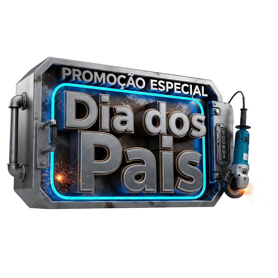 Selo 3D promocional Dia dos Pais metálico azul e cinza