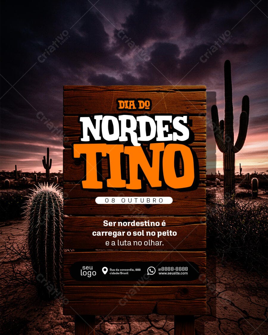 Flyer Dia do Nordestino 08 Outubro PSD Editável