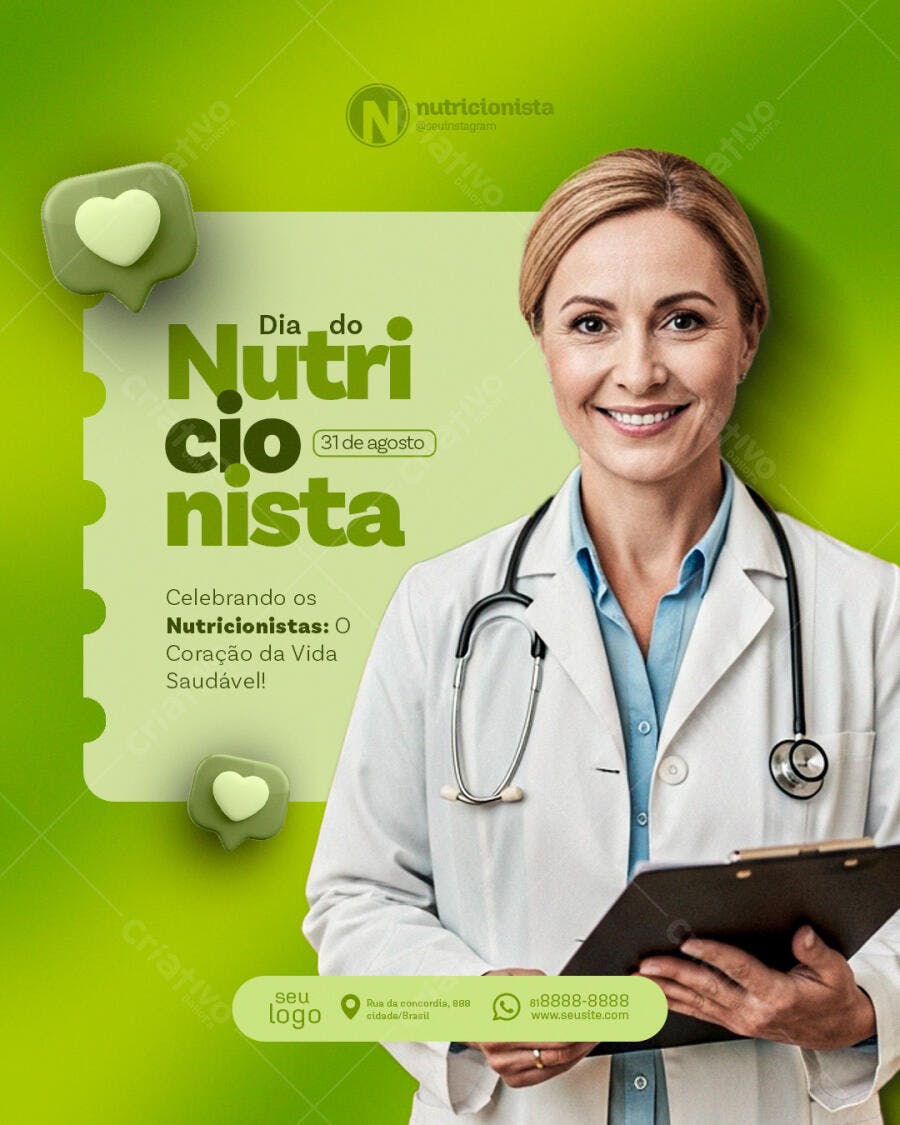 Flyer Dia do Nutricionista 31 de Agosto PSD Editável