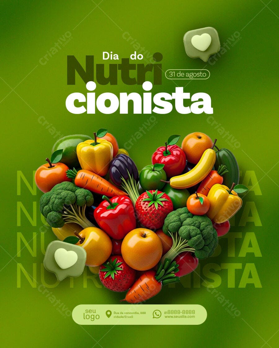 Flyer Dia do Nutricionista 31 de Agosto PSD Editável