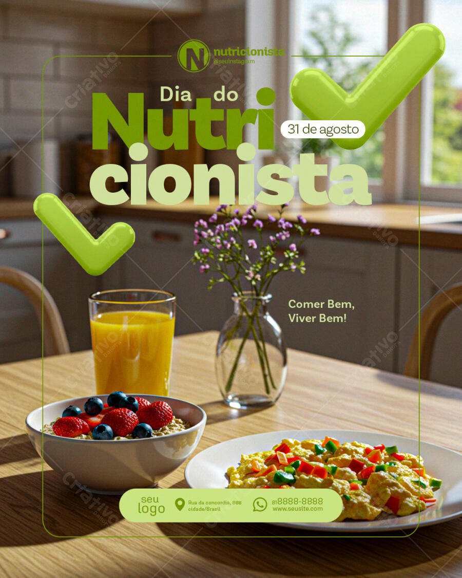 Flyer Dia do Nutricionista 31 de Agosto PSD Editável