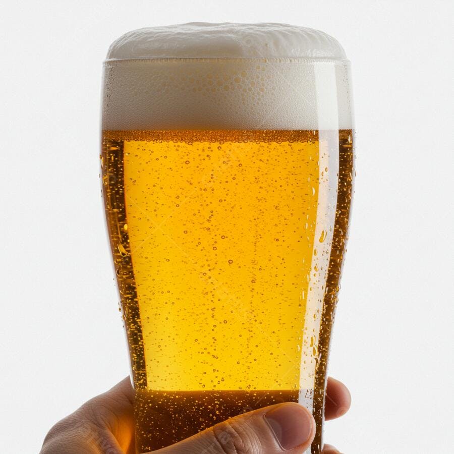 Cerveja gelada em copo longo