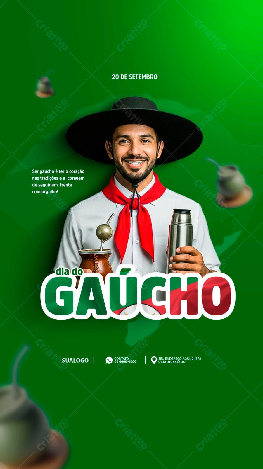 Flyer Dia do Gaúcho 20 de Setembro PSD Editável