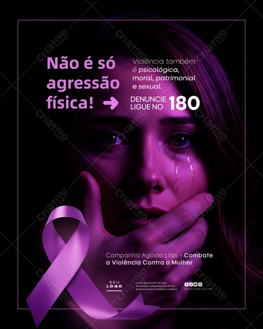 PSD para Campanha Agosto Lilás PSD Editável