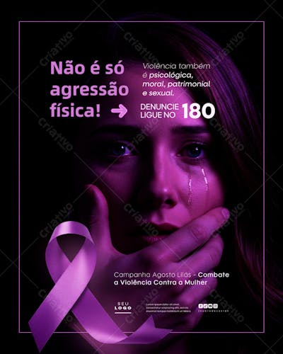 Agosto Lilás Campanha de Conscientização ao combate a violência contra a Mulher social media psd editável (8)