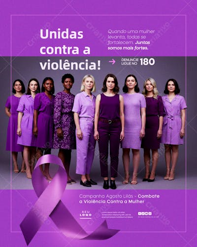 Agosto Lilás Campanha de Conscientização ao combate a violência contra a Mulher social media psd editável (4)