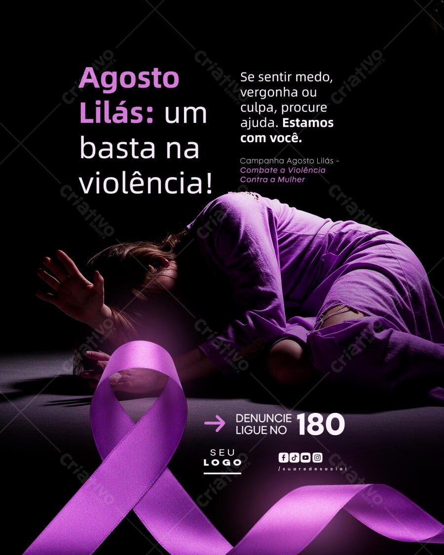 Flyer Agosto Lilás PSD Editável