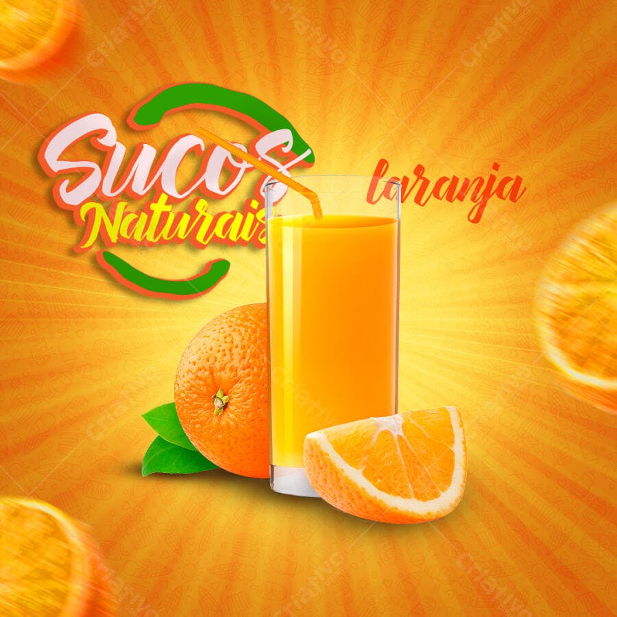 Flyer para Suco de Laranja PSD Editável