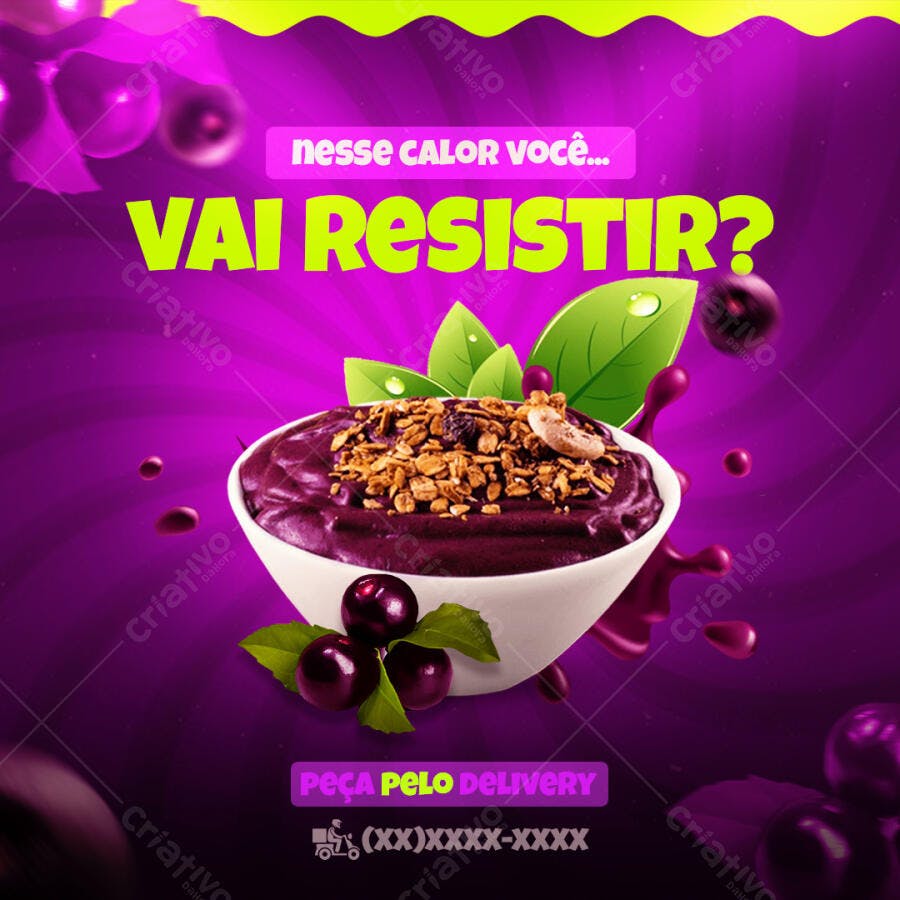 Flyer para Delivery de Açaí PSD Editável