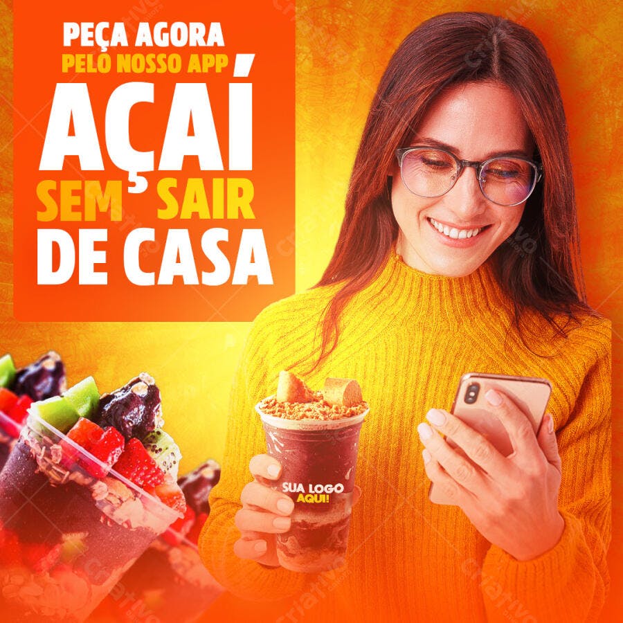 Flyer para Delivery de Açaí PSD Editável