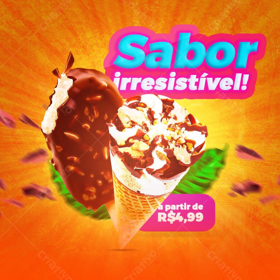 Flyer Sorveteria Verão PSD Editável