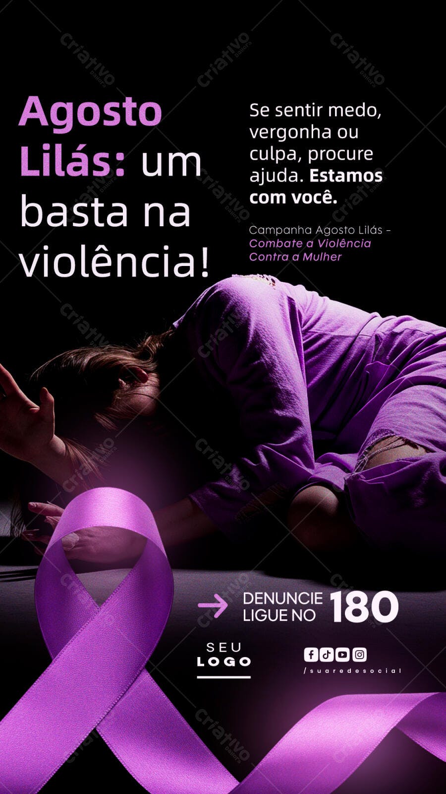 Flyer Agosto Lilás PSD Editável