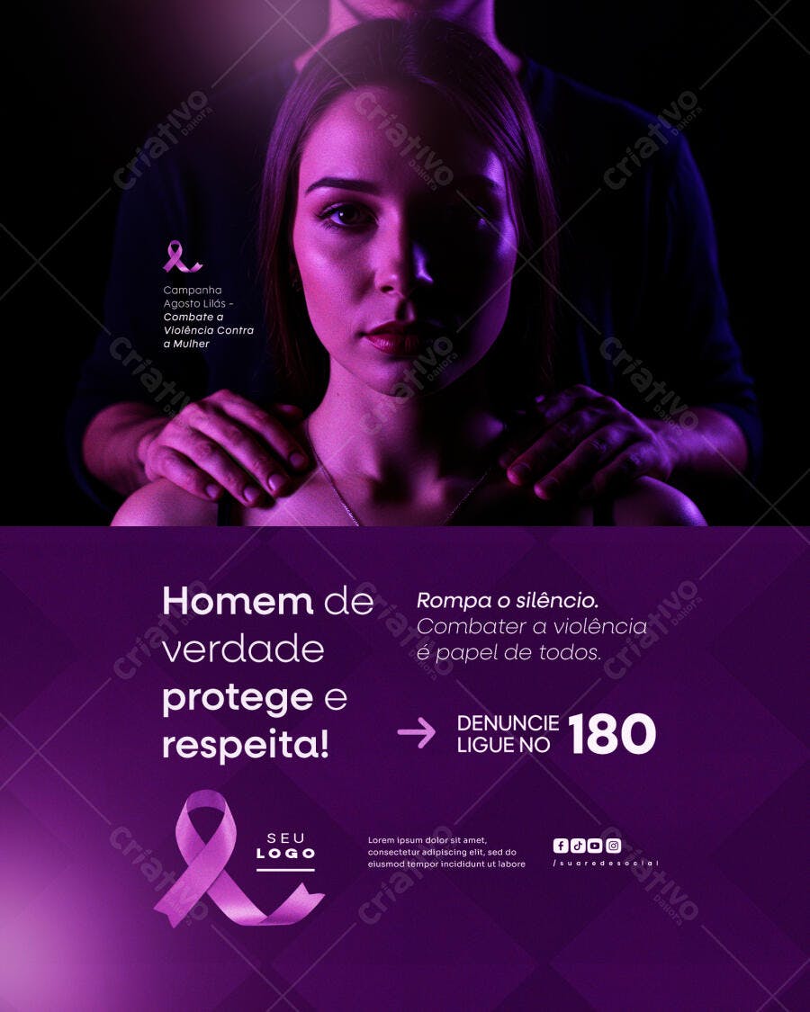 Flyer Agosto Lilás PSD Editável