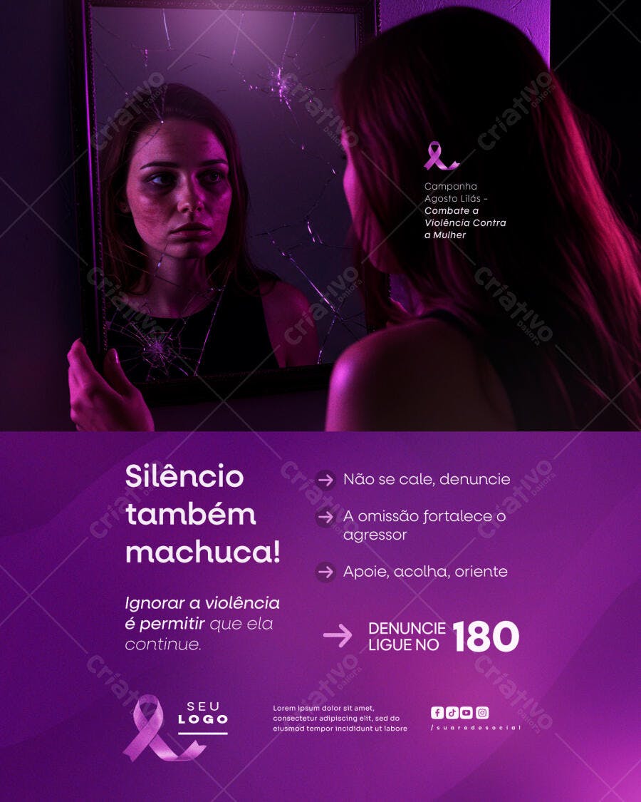 Flyer Agosto Lilás PSD Editável