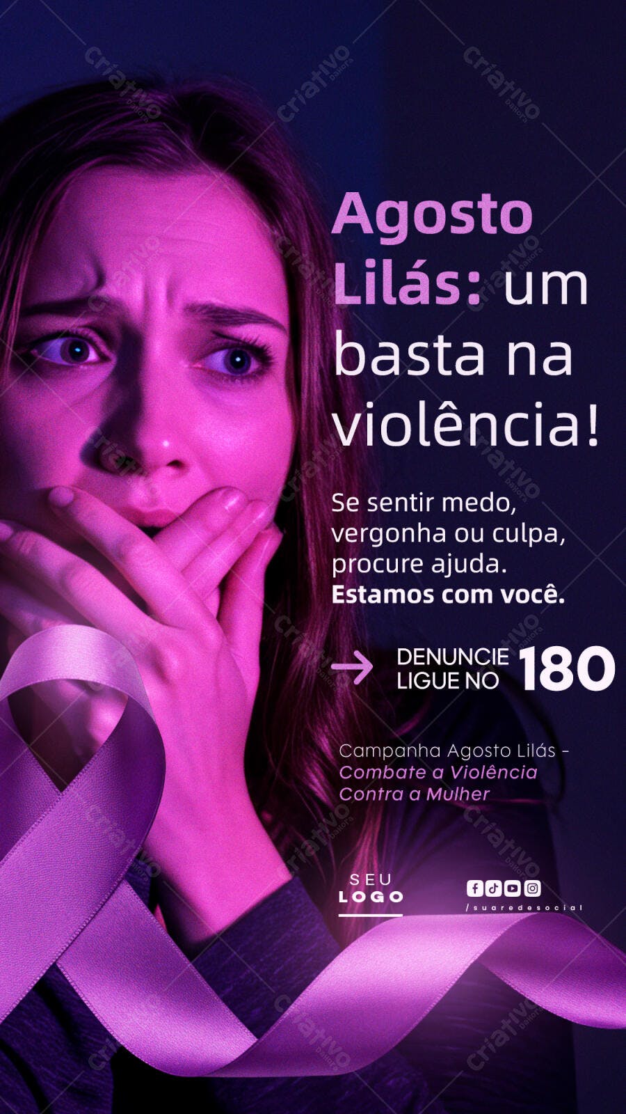 Flyer Agosto Lilás PSD Editável