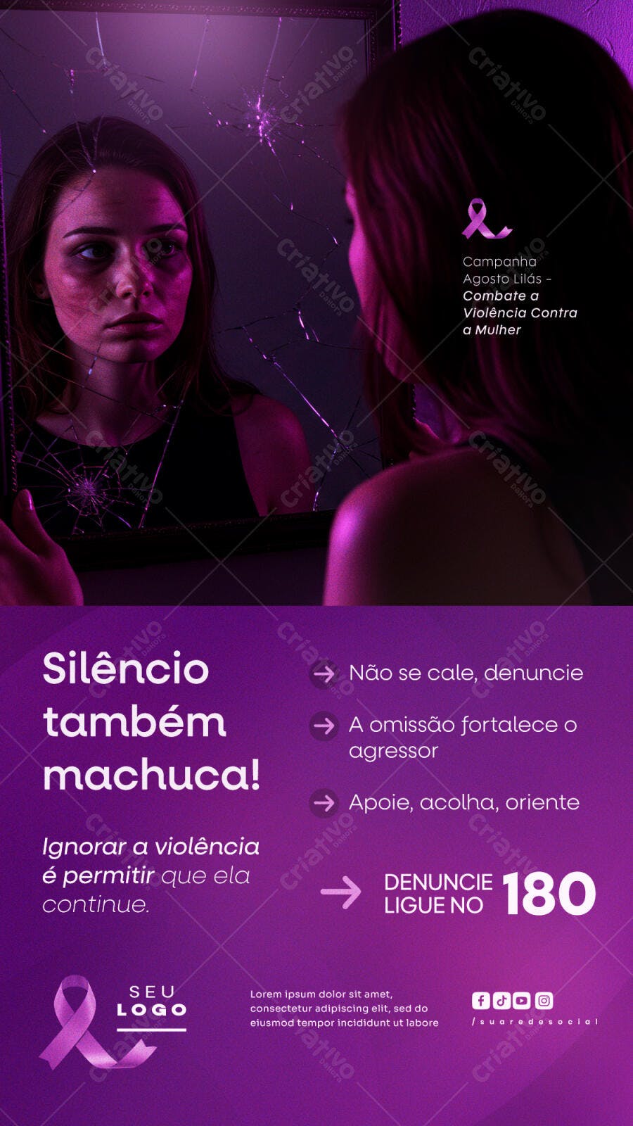 Flyer Agosto Lilás PSD Editável