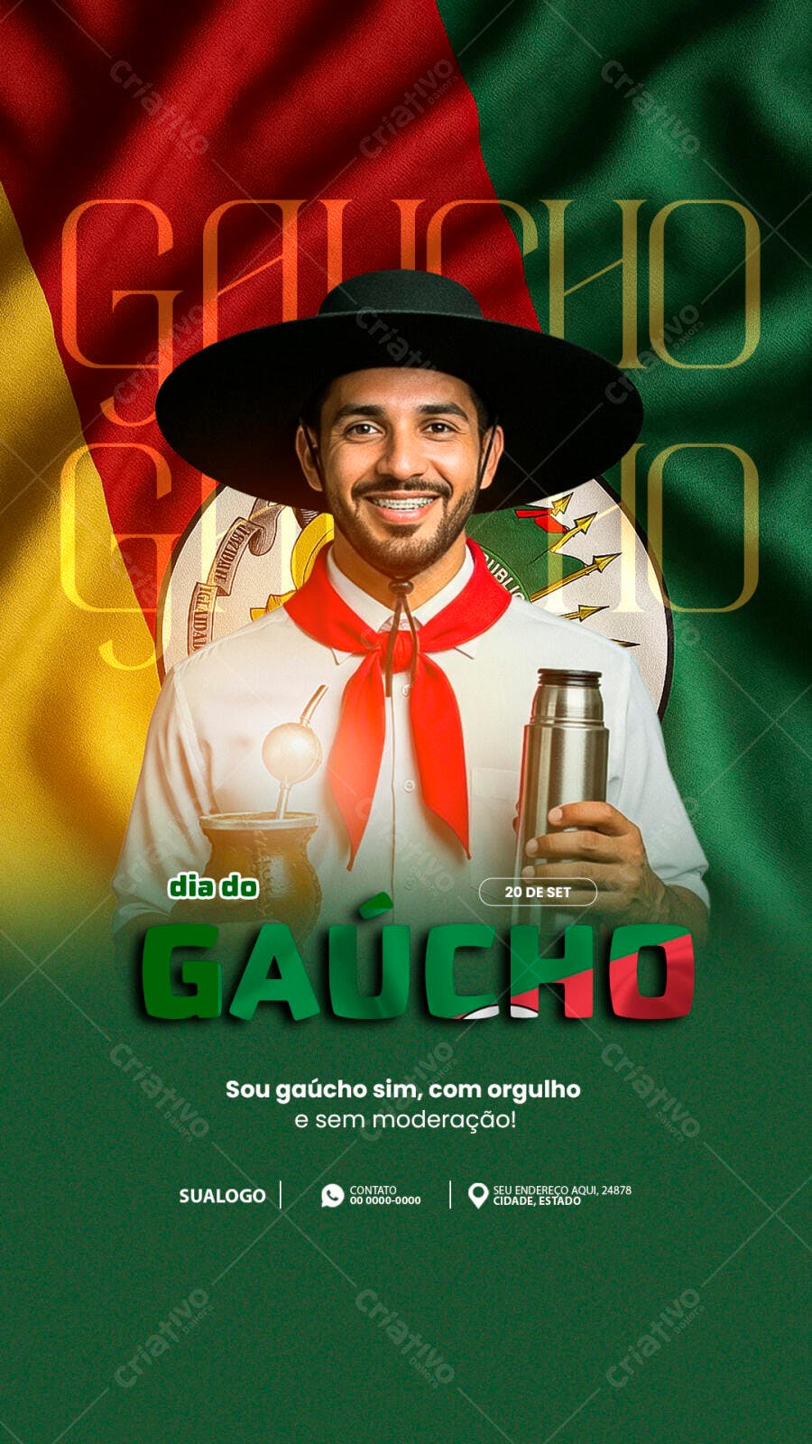 Flyer Dia do Gaúcho 20 de Setembro PSD Editável